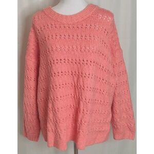 Old Navy Open Knit Sweater Crafted Crewneck Sparkling Grape Pink Oversized XL